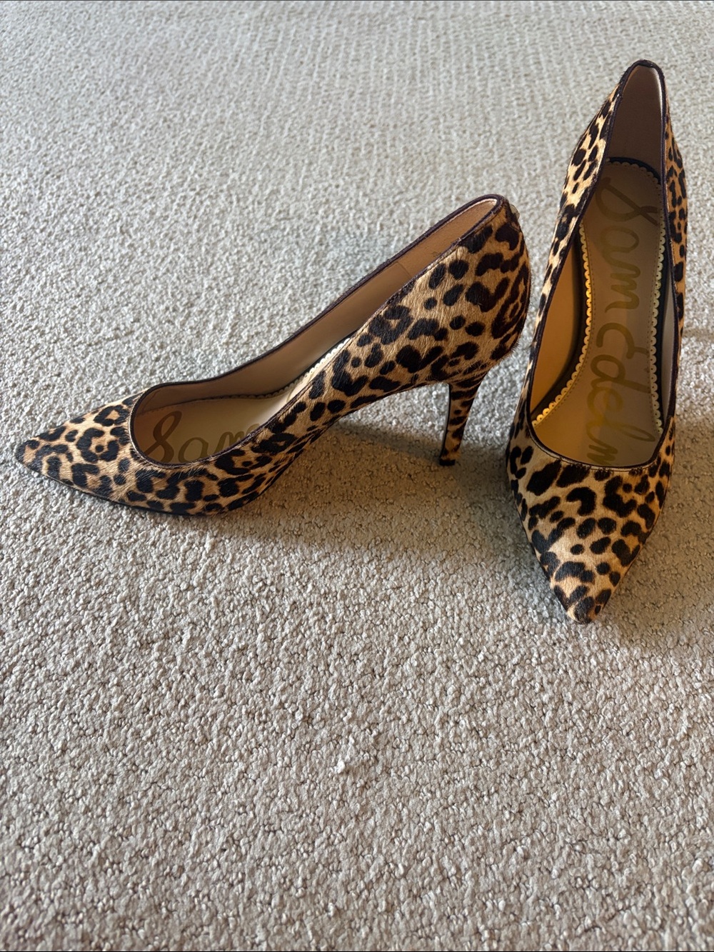 Sam Edelman Leopard Print Pointed Toe Pumps - Brown/Black - Picture 3 of 6